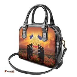 ANZAC Day Shoulder Handbag Remembrance Tribute Soldiers And Poppy Field LT05