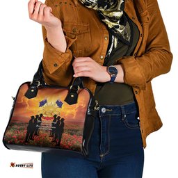 ANZAC Day Shoulder Handbag Remembrance Tribute Soldiers And Poppy Field LT05