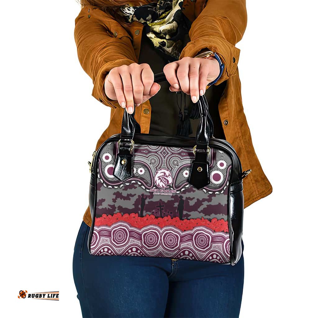 ANZAC Day Manly Warringah Sea Eagles Shoulder Handbag Military Memorial Aboriginal Indigenous Art TS04