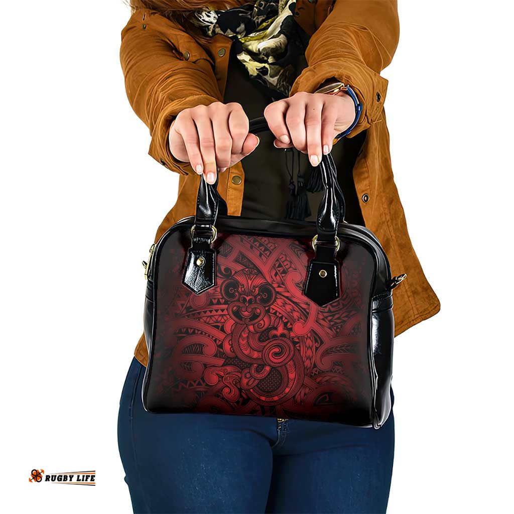 Aotearoa Maori Hei Tiki Shoulder Handbag Whero Kowhaiwhai Puhoro Motif LT9