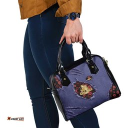 ANZAC Day Shoulder Handbag Poppy Flowers Ripped Fabric Effect DT05