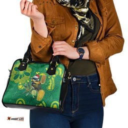 Aussie Honeyeaters Banksia Christmas Shoulder Handbag Aboriginal Dots Painting Green Motif LT9