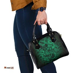 Aotearoa Maori Hei Tiki Shoulder Handbag Kakariki Kowhaiwhai Puhoro Motif LT9