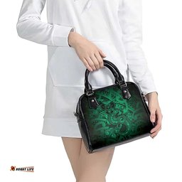 Aotearoa Maori Hei Tiki Shoulder Handbag Kakariki Kowhaiwhai Puhoro Motif LT9
