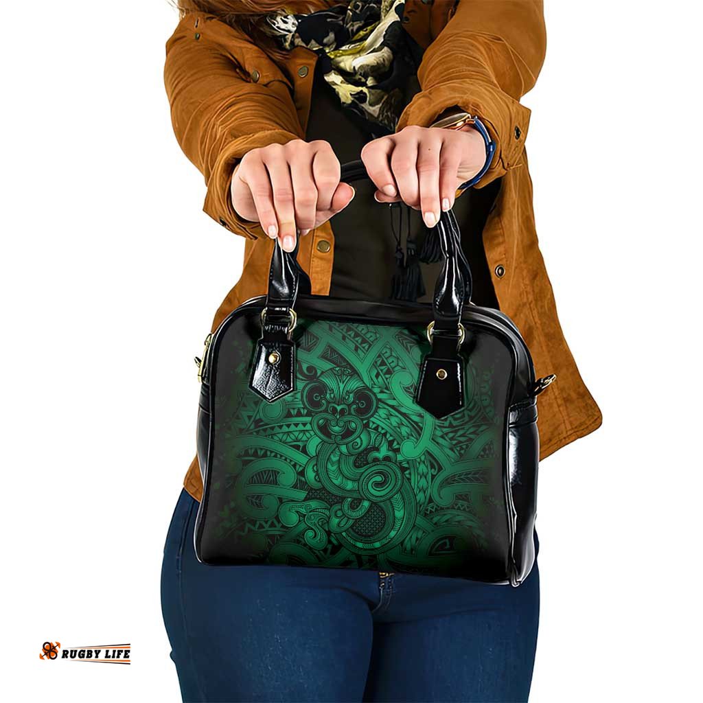 Aotearoa Maori Hei Tiki Shoulder Handbag Kakariki Kowhaiwhai Puhoro Motif LT9