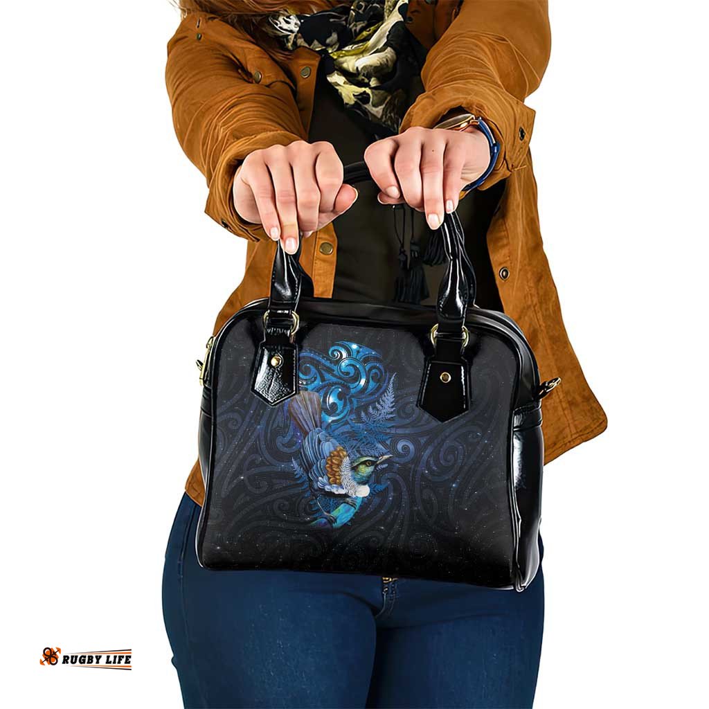 Aotearoa Matariki Shoulder Handbag Maori Tribal with Silver Fern and Tui Bird Galaxy Style LT03