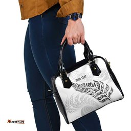 Aotearoa Personalized Lawn Bowls Maori Shoulder Handbag New Zealand White Tribal Silver Fern LT7