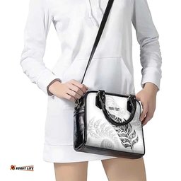 Aotearoa Personalized Lawn Bowls Maori Shoulder Handbag New Zealand White Tribal Silver Fern LT7