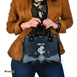 Custom Carlton Football Shoulder Handbag Go Blues Aboriginal Art LT14