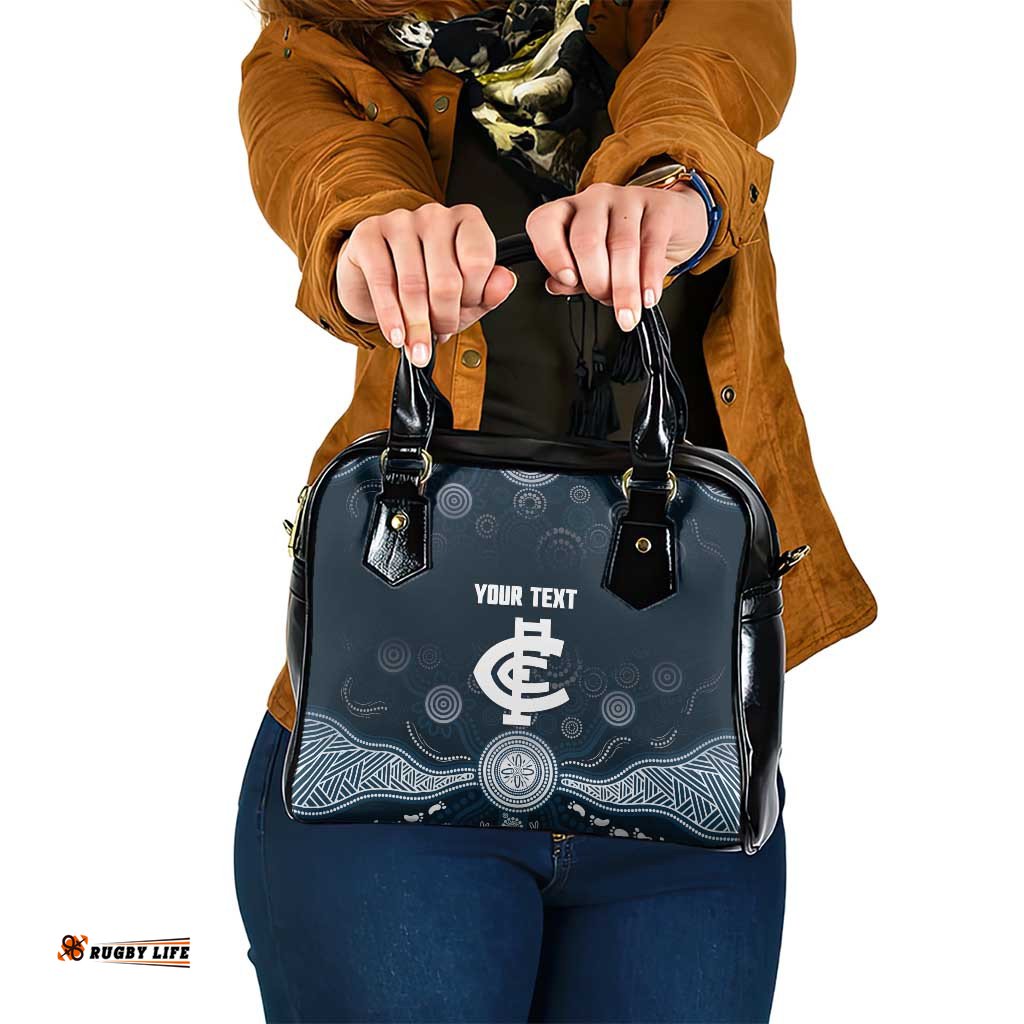 Custom Carlton Football Shoulder Handbag Go Blues Aboriginal Art LT14
