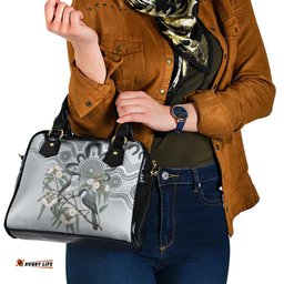 Australia Grey Butcherbird Shoulder Handbag Eucalyptus Alba Indigenous Art LT14