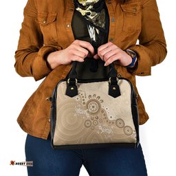 Beige Lizards Australia Shoulder Handbag Boomerang Indigenous Art LT14