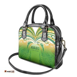 Cook Islands Rugby League Shoulder Handbag Avaiki Tatau Tribal Motifs White Color LT03