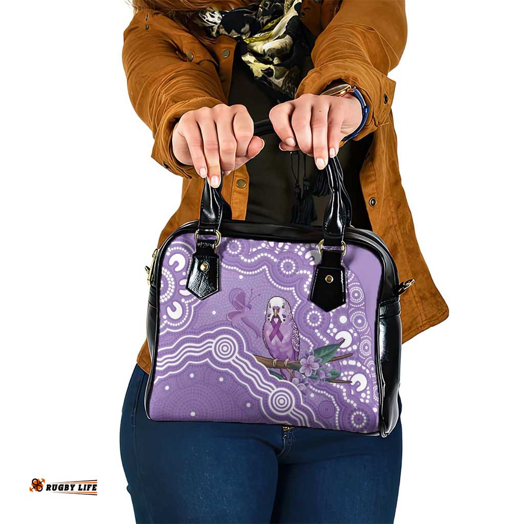 Australia Epilepsy Awareness Shoulder Handbag Purple Budgerigar Plumeria Aboriginal LT14