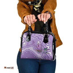Australia Epilepsy Awareness Shoulder Handbag Purple Budgerigar Plumeria Aboriginal LT14