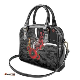Collingwood Magpies ANZAC Personalised Shoulder Handbag Lest We Forget Poppy Camo LT9