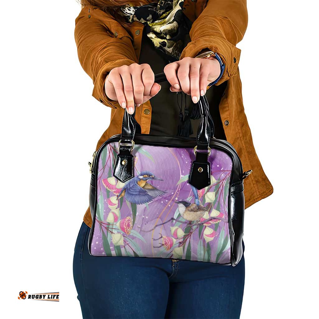 Australia Epilepsy Awareness Shoulder Handbag Purple Fairy Wren with Eucalyptus Flowers LT7