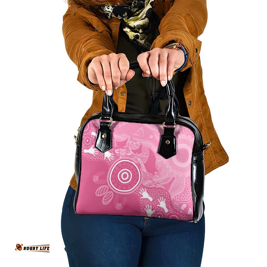 Australia Breast Cancer Awareness Shoulder Handbag Pink Ribbon Manta Ray Aboriginal Art LT14