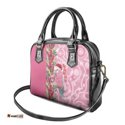 Australia Pink Galah Christmas Shoulder Handbag Falalalala Galalah Bottlebrush Aboriginal Art LT14