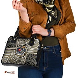 Collingwood Football Club Shoulder Handbag Indigenous Monochrome Dot Art Mascot Style TS04