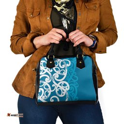 Azure Blue Maori Shoulder Handbag Koru Kowhaiwhai LT7