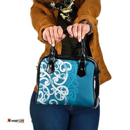 Azure Blue Maori Shoulder Handbag Koru Kowhaiwhai LT7