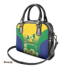 Australia Christmas Island Shoulder Handbag Golden Bosun Abutilon listeri With Map LT14