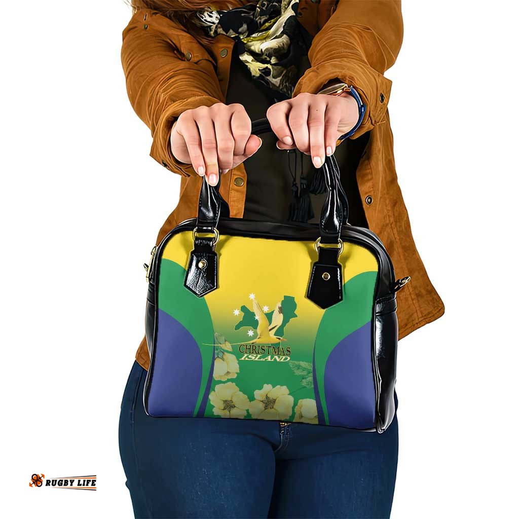 Australia Christmas Island Shoulder Handbag Golden Bosun Abutilon listeri With Map LT14