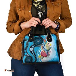 Australia Azure Kingfisher Shoulder Handbag Australian Native Flowers Indigenous Art LT14