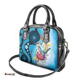 Australia Azure Kingfisher Shoulder Handbag Australian Native Flowers Indigenous Art LT14
