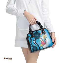Australia Azure Kingfisher Shoulder Handbag Australian Native Flowers Indigenous Art LT14