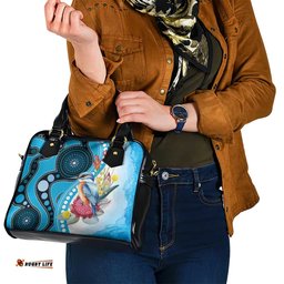 Australia Azure Kingfisher Shoulder Handbag Australian Native Flowers Indigenous Art LT14