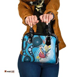 Australia Azure Kingfisher Shoulder Handbag Australian Native Flowers Indigenous Art LT14
