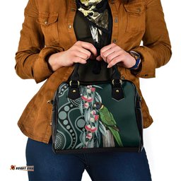 Australian Ringneck Parrot Shoulder Handbag Barnardius Zonarius Eucalyptus Flowers Aboriginal Art LT14