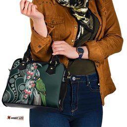 Australian Ringneck Parrot Shoulder Handbag Barnardius Zonarius Eucalyptus Flowers Aboriginal Art LT14