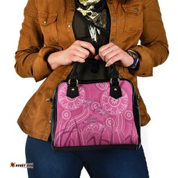 Australia Indigenous Pink Month Shoulder Handbag Breast Cancer Aboriginal Dragonflies Ribbon LT14