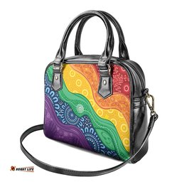 Australia First Nation LGBTQ+ Shoulder Handbag Aboriginal Rainbow Flag LT7