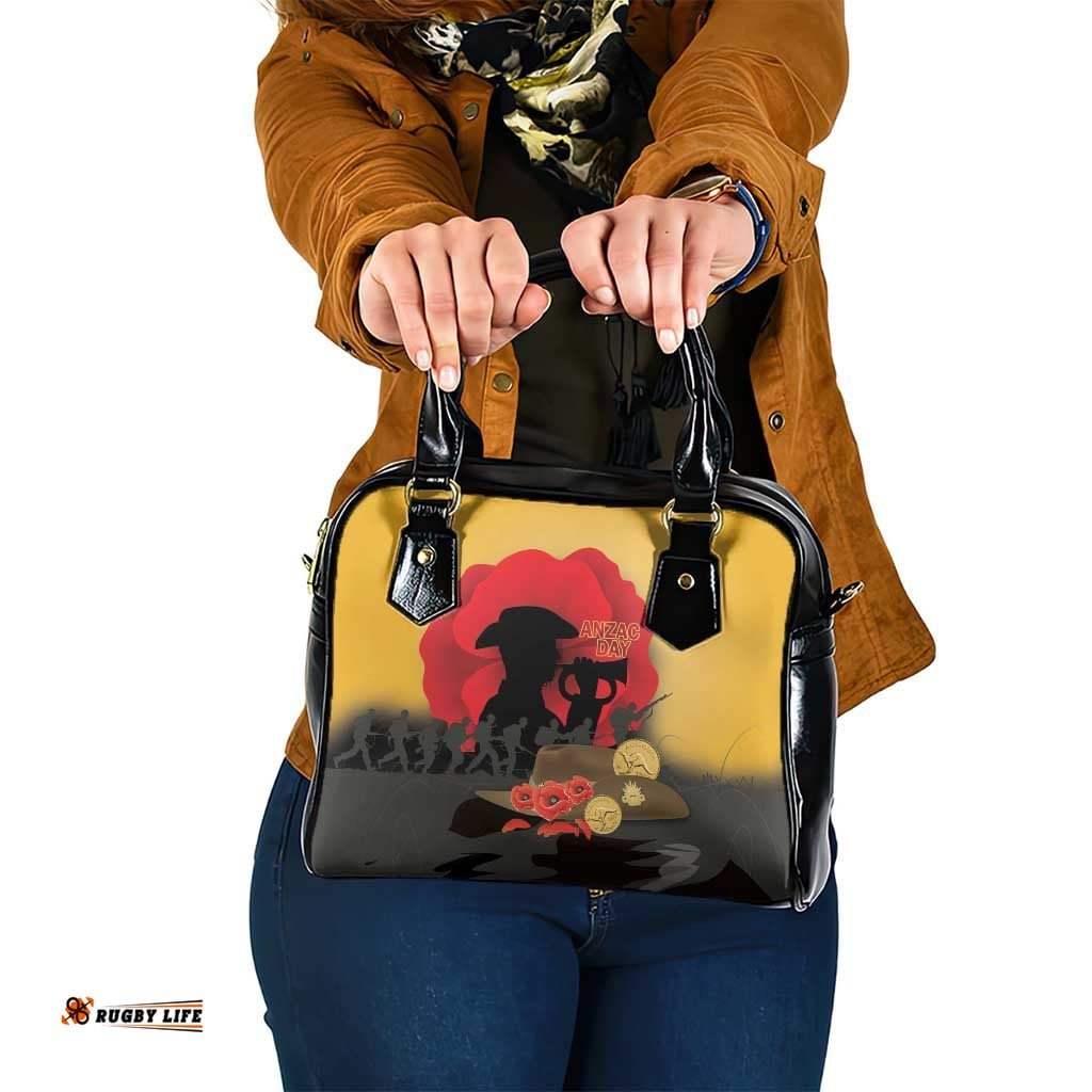 Australia Two-up Pennies ANZAC Day Shoulder Handbag Slouch Hat Last Post With Poppy LT14