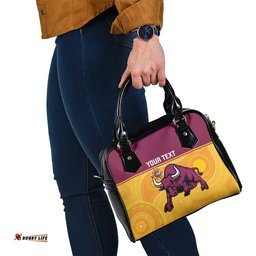 Custom Australia Queensland Cricket Shoulder Handbag Go Bulls - Aboriginal Art LT14