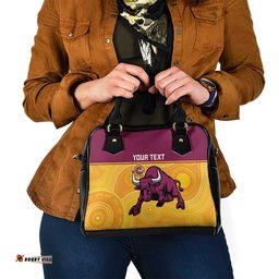Custom Australia Queensland Cricket Shoulder Handbag Go Bulls - Aboriginal Art LT14