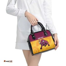 Custom Australia Queensland Cricket Shoulder Handbag Go Bulls - Aboriginal Art LT14