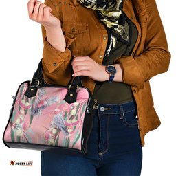 Australia Breast Cancer Awareness Shoulder Handbag Pink Galah with Eucalyptus Flowers LT7
