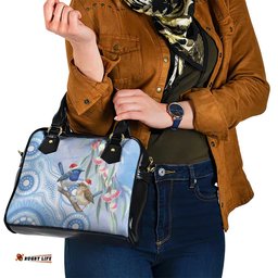 Australia Superb Fairywren Christmas Shoulder Handbag Aboriginal Eucalyptus Blossoms Watercolor LT14