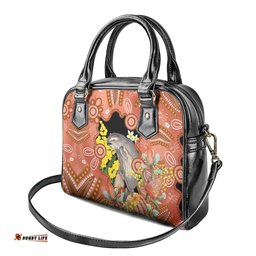 Australia Tawny Frogmouth Shoulder Handbag Golden Wattle Banksia Aboriginal Art LT14