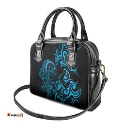 Blue Aoteara Horse Racing Shoulder Handbag NZ Maori Pattern LT14