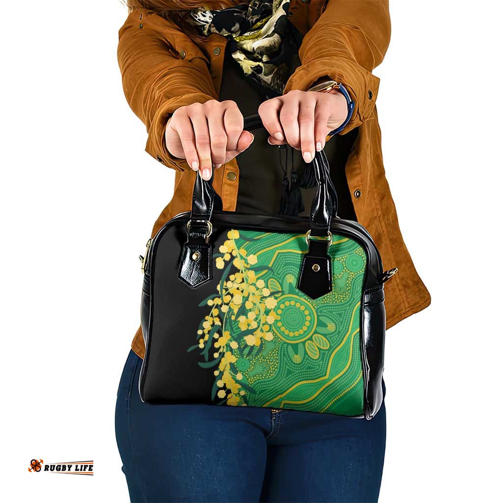 Australia Golden Wattle Shoulder Handbag Aussie Native Flowers Indigenous Art LT14