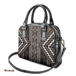 Classic Tukutuku Pattern Aotearoa Shoulder Handbag Niho Taniwha and Puhoro Motifs LT7