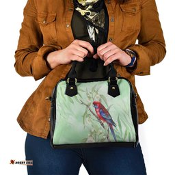 Australia Crimson Rosella Shoulder Handbag Platycercus Elegans Eucalyptus Alba Watercolor LT14