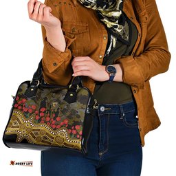 Hawthorn Hawks ANZAC Day Shoulder Handbag Indigenous Dot Art with Poppy Flower Tribute TS04