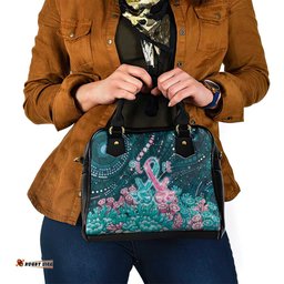 Hereditary Cancer Awareness Shoulder Handbag Hope Ribbon With Aussie Teal Duncan Coral DT05